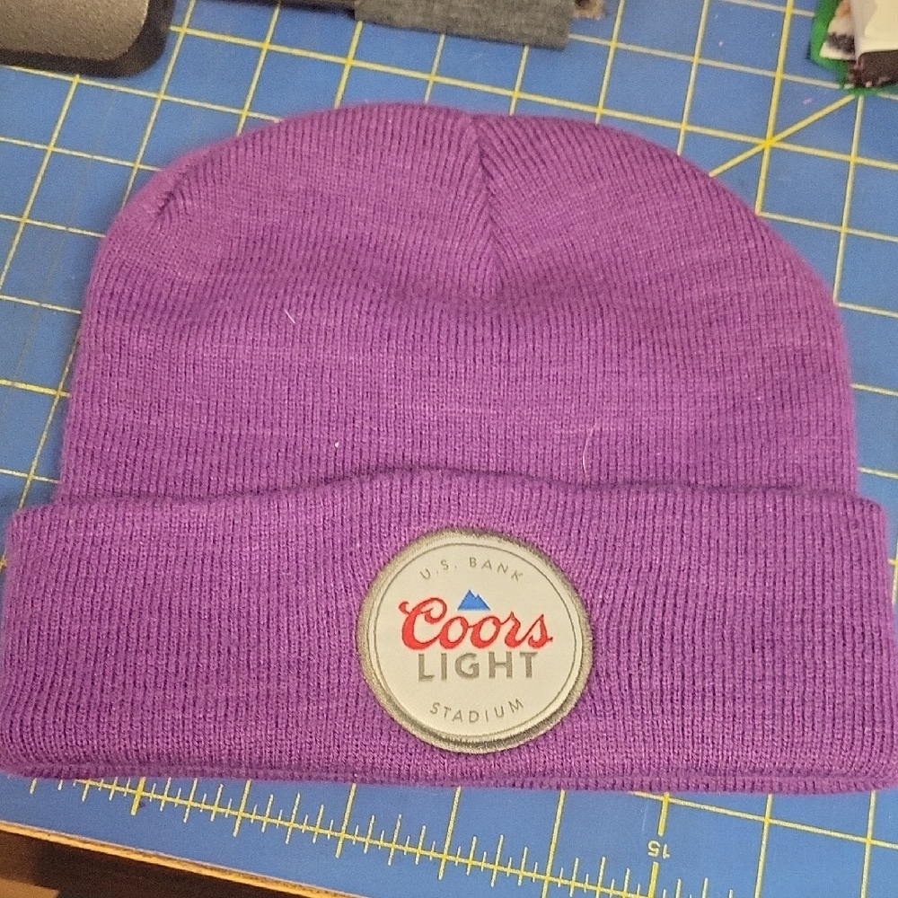 Coors Light Grape Color Purple Beanie Knit Cap